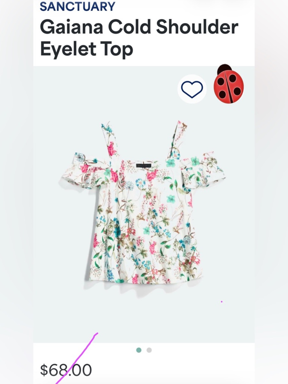 Sanctuary Ivory Floral off-the-Shoulder Ruffle Top Small